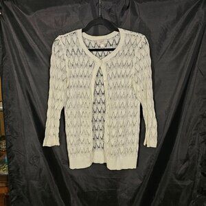 Loft pretty white open weave cardigan. Size M